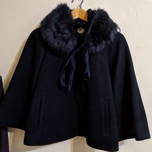 Elie Tahari Navy Poncho